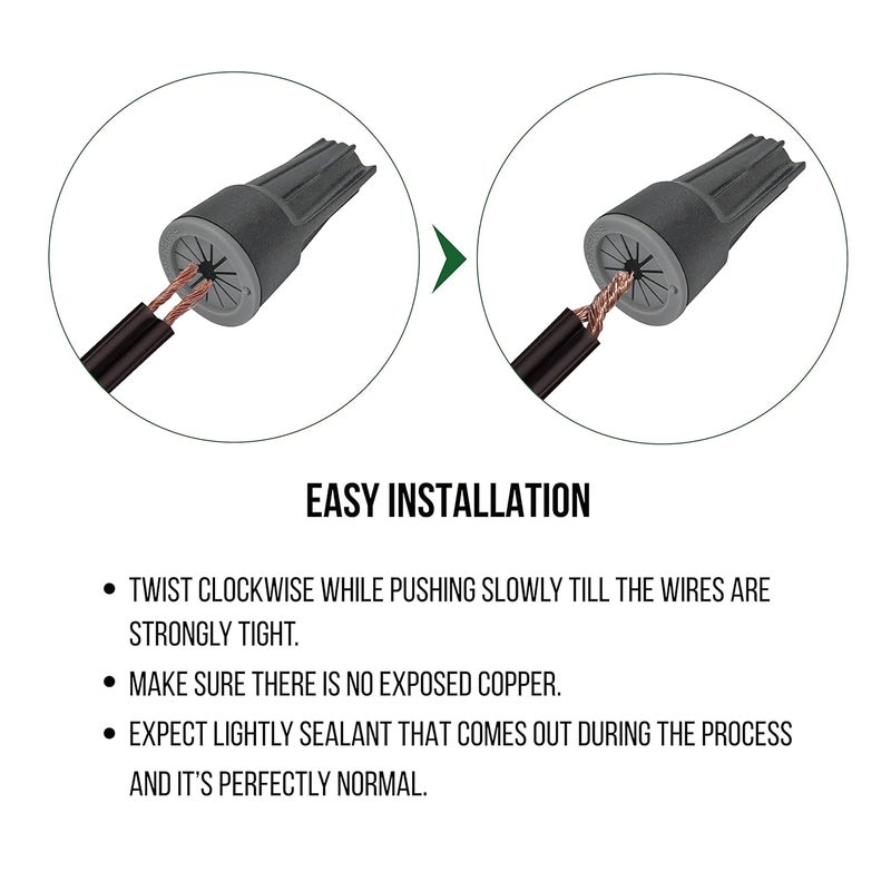 GKOLED 30PCS AWG #22-8 Waterproof Wire Connectors, Silicone Filled Outdoor Electrical Screw Terminals, Wire Splice Connector for LED Landscape Lighting, Patio and Deck Lighting, Dark Gray - Image 2